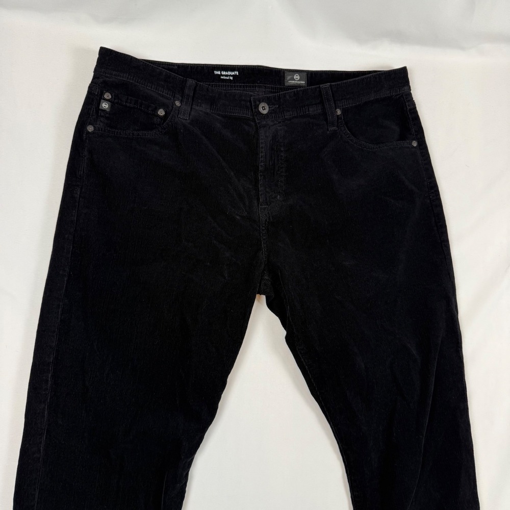 AG Adriano Goldschmied The Graduate Tailored Leg Black Corduroy Pants Mens 38R
